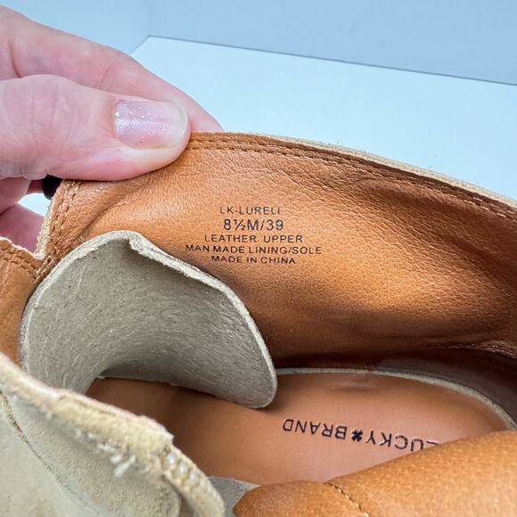 NEW Lucky Brand Lureli Peep Toe Western Wedge Booties Shooties - Picture 11 of 13